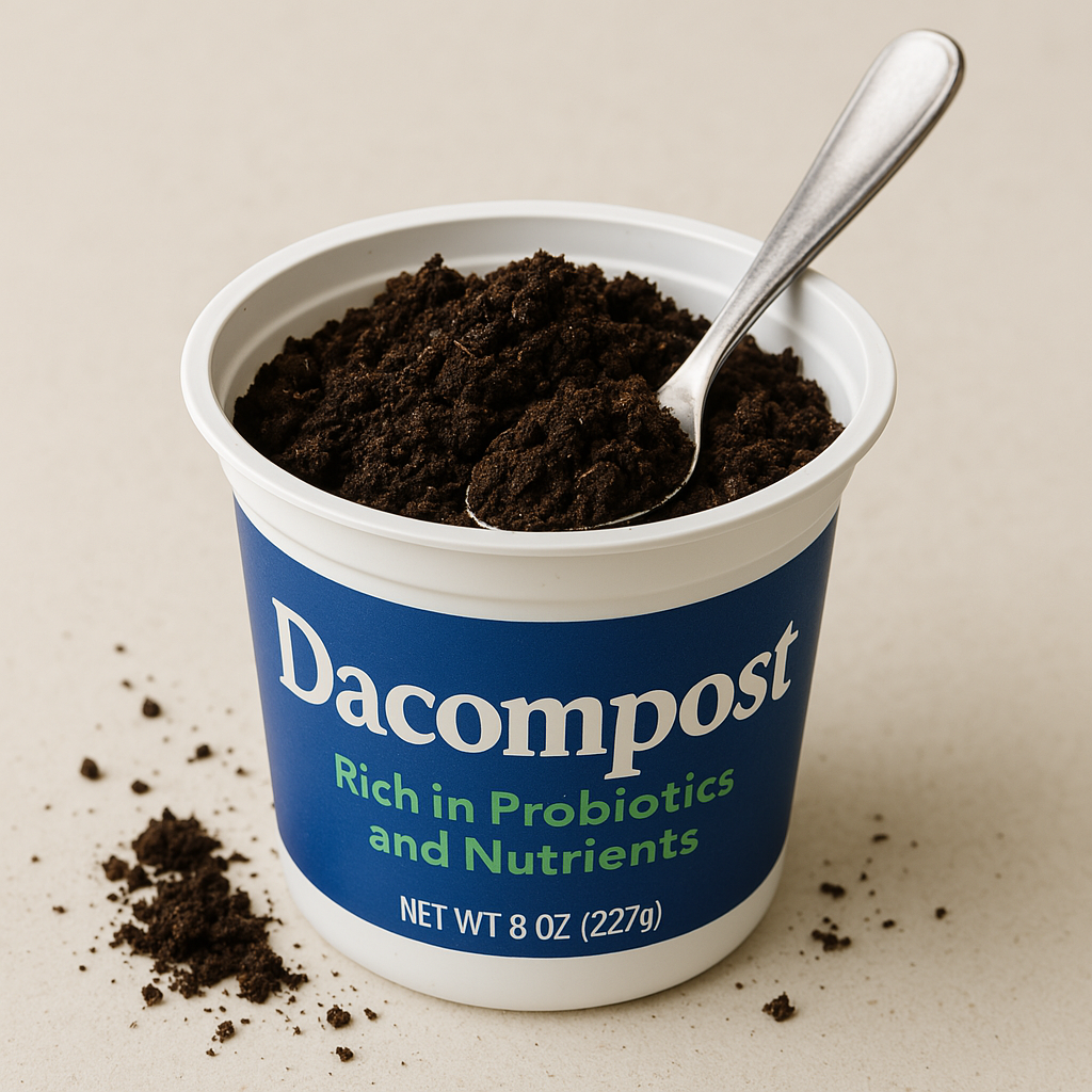compost is like yogurt - a yogurt container with compost inside to illustrate the comparison